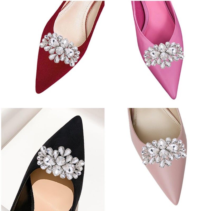 Ruihfas 2 PCS Decorative Shoe Clips - Bling Bling Rhinestone Crystal Shoe Jewlery Clips Accessories for Women Girls Wedding Party Prom 1.57Ã—2.44 inch - Image 4